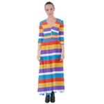 Stripes Pattern Design Lines Button Up Maxi Dress