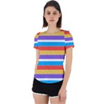 Stripes Pattern Design Lines Back Cut Out Sport T-Shirt