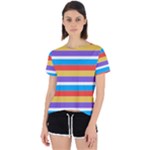 Stripes Pattern Design Lines Open Back Sport T-Shirt