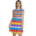 Stripes Pattern Design Lines Cap Sleeve High Waist Dress