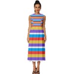 Stripes Pattern Design Lines Sleeveless Round Neck Midi Dress