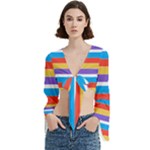 Stripes Pattern Design Lines Trumpet Sleeve Cropped Top