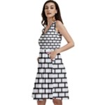 Bricks Wall Pattern Seamless Sleeveless V-Neck Skater Dress with Pockets