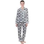 Bricks Wall Pattern Seamless Women s Long Sleeve Satin Pajamas Set	