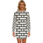 Bricks Wall Pattern Seamless Womens Long Sleeve Shirt Dress