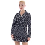 Geometric Pattern Design White Women s Long Sleeve Casual Dress