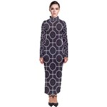 Geometric Pattern Design White Turtleneck Maxi Dress