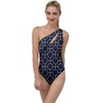 Geometric Pattern Design White To One Side Swimsuit