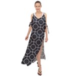 Geometric Pattern Design White Maxi Chiffon Cover Up Dress
