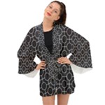 Geometric Pattern Design White Long Sleeve Kimono