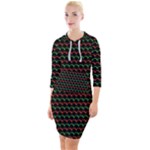 Geometric Pattern Design Line Quarter Sleeve Hood Bodycon Dress
