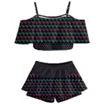 Geometric Pattern Design Line Kids  Off Shoulder Skirt Bikini