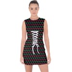 Geometric Pattern Design Line Lace Up Front Bodycon Dress