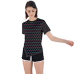 Geometric Pattern Design Line Asymmetrical Short Sleeve Sports T-Shirt