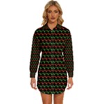 Geometric Pattern Design Line Womens Long Sleeve Shirt Dress