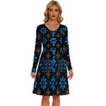 Flowers Pattern Floral Seamless Long Sleeve Dress With Pocket