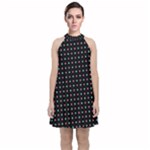 Pattern Dots Dot Seamless Velvet Halter Neckline Dress 