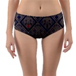 Pattern Seamless Antique Luxury Reversible Mid-Waist Bikini Bottoms