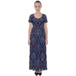Pattern Seamless Antique Luxury High Waist Short Sleeve Maxi Dress