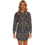 Pattern Seamless Antique Luxury Womens Long Sleeve Shirt Dress