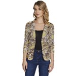 Marble Texture Pattern Seamless Women s One-Button 3/4 Sleeve Short Jacket