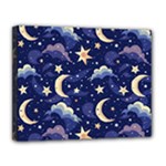 Night Moon Seamless Canvas 14  x 11  (Stretched)