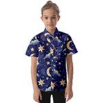 Night Moon Seamless Kids  Short Sleeve Shirt