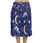 Night Moon Seamless Velvet Flared Midi Skirt