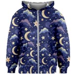 Night Moon Seamless Kids  Zipper Hoodie Without Drawstring