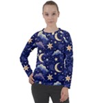 Night Moon Seamless Women s Long Sleeve Raglan T-Shirt