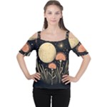 Flowers Space Cutout Shoulder T-Shirt