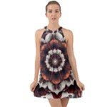 Mandala Design Pattern Halter Tie Back Chiffon Dress