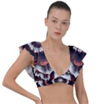 Mandala Design Pattern Plunge Frill Sleeve Bikini Top