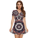 Mandala Design Pattern V-Neck High Waist Chiffon Mini Dress
