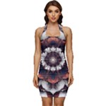 Mandala Design Pattern Sleeveless Wide Square Neckline Ruched Bodycon Dress