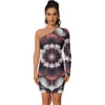 Mandala Design Pattern Long Sleeve One Shoulder Mini Dress