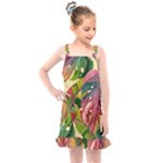 Monstera Colorful Leaves Foliage Kids  Overall Dress