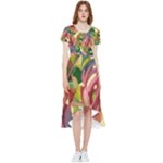 Monstera Colorful Leaves Foliage High Low Boho Dress