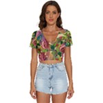 Monstera Colorful Leaves Foliage V-Neck Crop Top