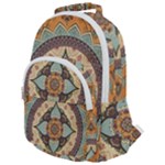 Mandala Floral Decorative Flower Rounded Multi Pocket Backpack