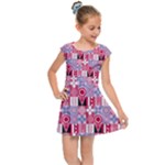 Scandinavian Abstract Pattern Kids  Cap Sleeve Dress