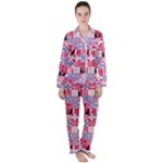 Scandinavian Abstract Pattern Women s Long Sleeve Satin Pajamas Set	
