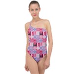 Scandinavian Abstract Pattern Classic One Shoulder Swimsuit