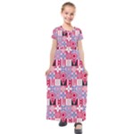 Scandinavian Abstract Pattern Kids  Short Sleeve Maxi Dress