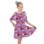 Scandinavian Abstract Pattern Kids  Shoulder Cutout Chiffon Dress