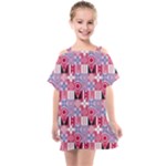 Scandinavian Abstract Pattern Kids  One Piece Chiffon Dress