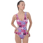 Scandinavian Abstract Pattern Side Cut Out Swimsuit