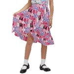 Scandinavian Abstract Pattern Kids  Ruffle Flared Wrap Midi Skirt
