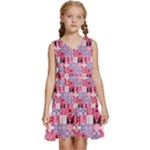Scandinavian Abstract Pattern Kids  Sleeveless Tiered Mini Dress
