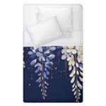 Solid Color Background With Royal Blue, Gold Flecked , And White Wisteria Hanging From The Top Duvet Cover (Single Size)